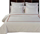 Amy 100% Cotton Embroidered Duvet Cover Set, White and Red, Full/Queen