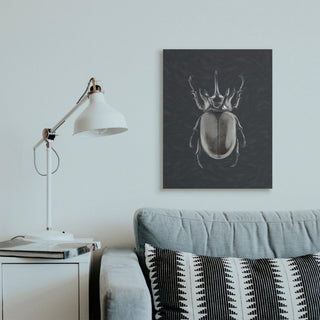 Horned Beetle Black Reflective Minimal Bug Insect Art,1pc, each 24 x 30