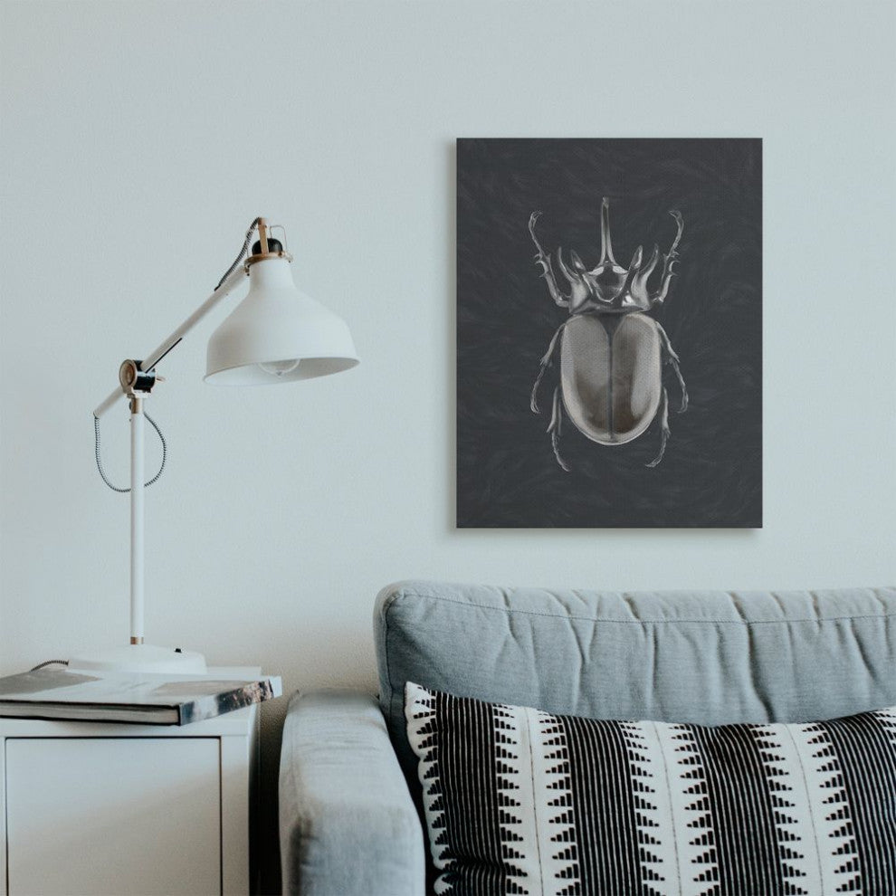 Horned Beetle Black Reflective Minimal Bug Insect Art,1pc, each 24 x 30