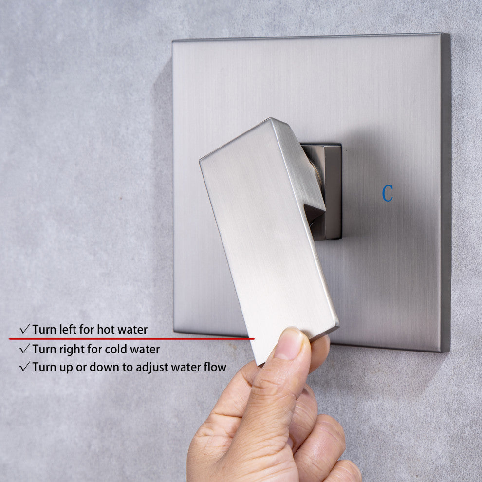 CASAINC 10" Wall Mounted Square Single Shower Head System Set, Brushed Nickel