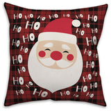 Plaid Santa HoHoHo 16"x16" Throw Pillow Cover
