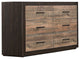 Benzara BM219824 Contemporary Style Dresser With 6 Drawers, Light and Dark Brown