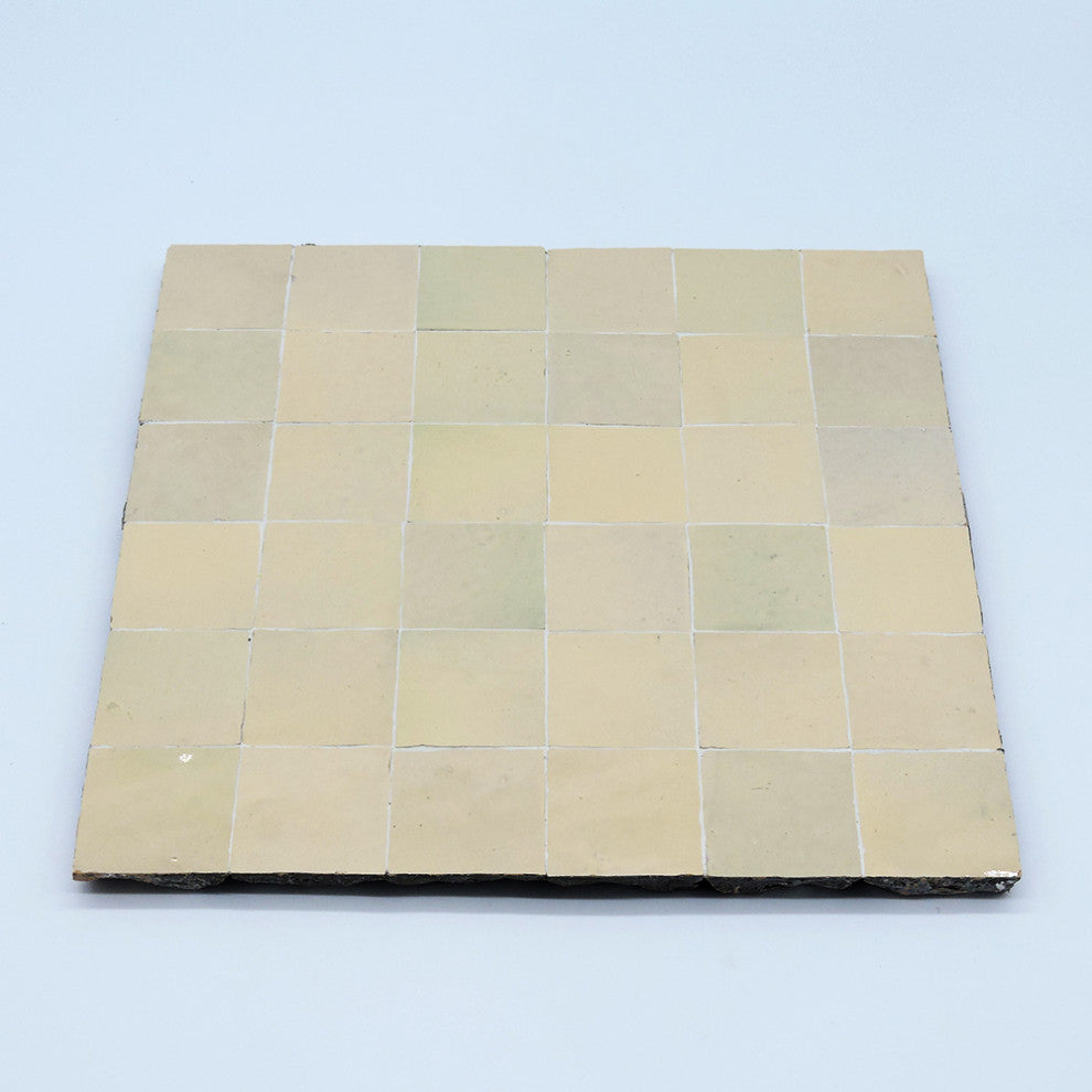 Moroccan Handmade Mosaic Tiles 12"x12" Cream Solid Color