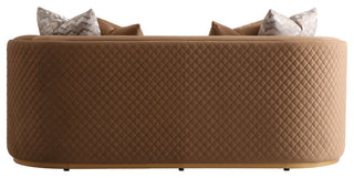Ariana Velvet Loveseat, Caramel/Gold