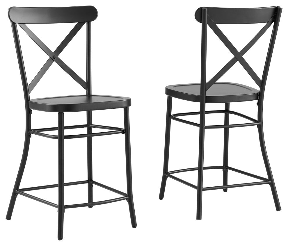 Camille 2-Piece Counter Stool Set, Matte Black 2 Stools