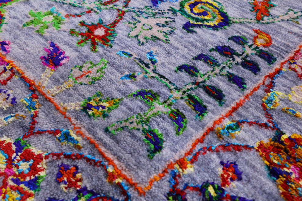 6' 3" X 9' 3" Sickle Leaf Design Persian Handmade Wool & Silk Rug - Q15566