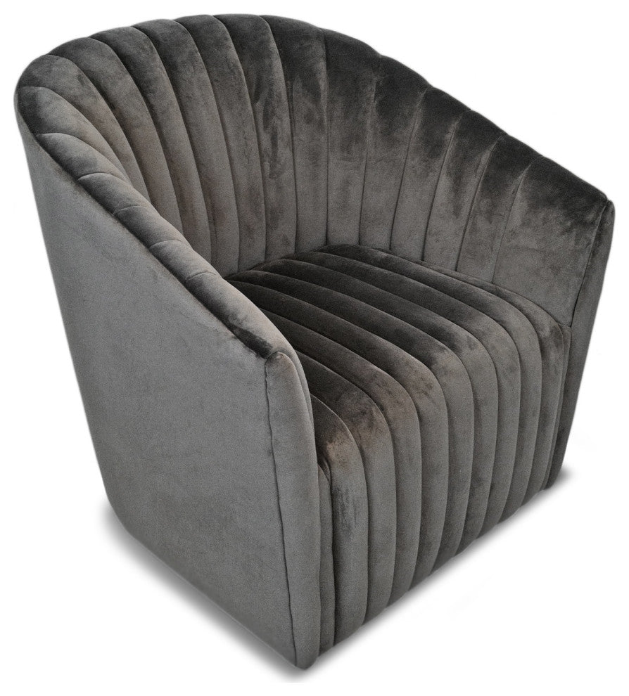 Slate Grey Velvet Swivel Chair