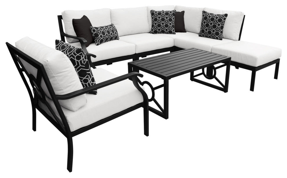 kathy ireland Madison Ave. 7 Piece Aluminum Patio Furniture Set 07f, Alabaster