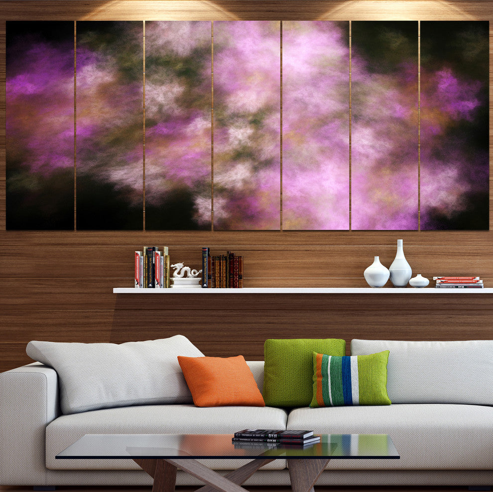 Perfect Pink Starry Sky, Abstract Canvas Art Print, 83"x32", 7 Panels