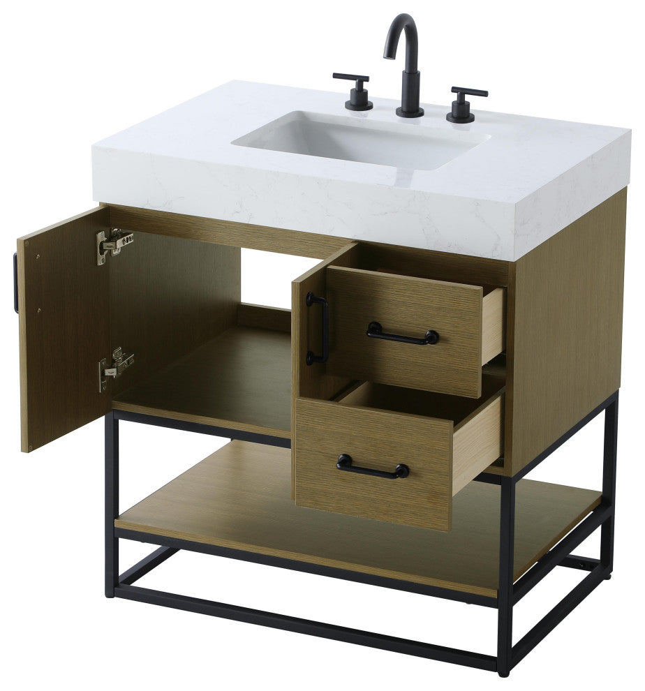 Home Living 32" Single Bathroom Vanity, Chestnut Brown