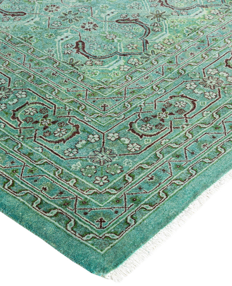 Overdyed One-of-a-Kind Hand-Knotted Area Rug Green, 6' 2" x 9' 1"