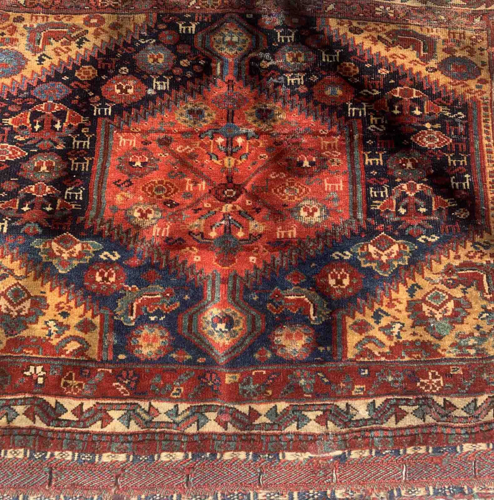 Handmade Persian Collectible Gashkai bagface 2'x2.6', 60cmx79cm 1880s