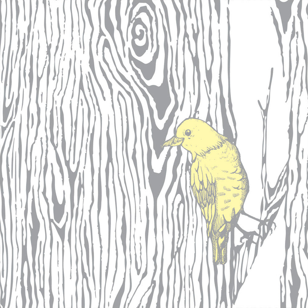 Forest Peel and Stick Vinyl Wallpaper, Cool Gray / Yellow, 24"w X 60"h
