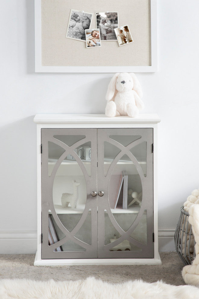 Quinlan Decorative Wood Wall Cabinet, White/Brown, 24x8x28