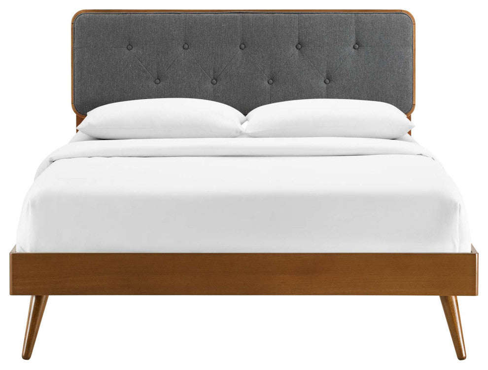 Bridgette Queen Wood Platform Bed With Splayed Legs Walnut Charcoal