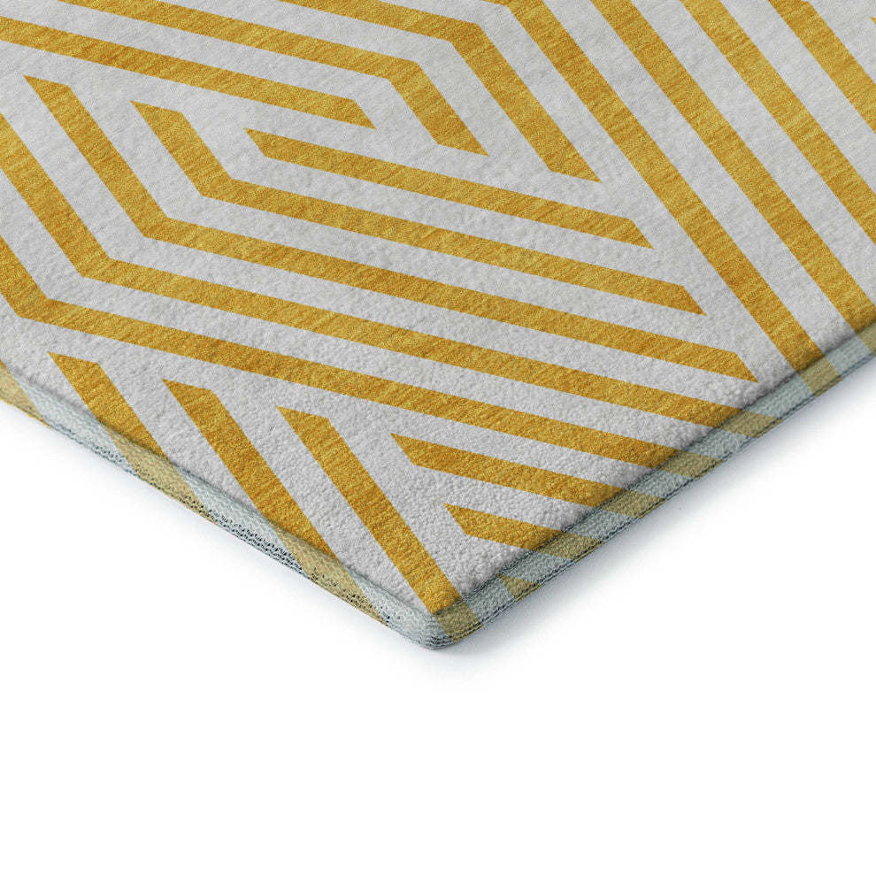 Premium Machine Washable Mayfield AMF550 Yellow 3' x 5' Rug