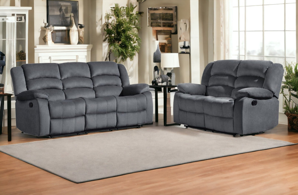2-Piece Indoor Gray Microsuede 5-Person Seating Set