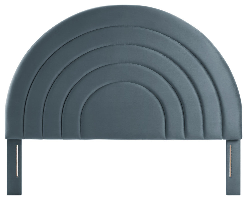 Solana Arched Performance Velvet King Headboard, Cadet Blue