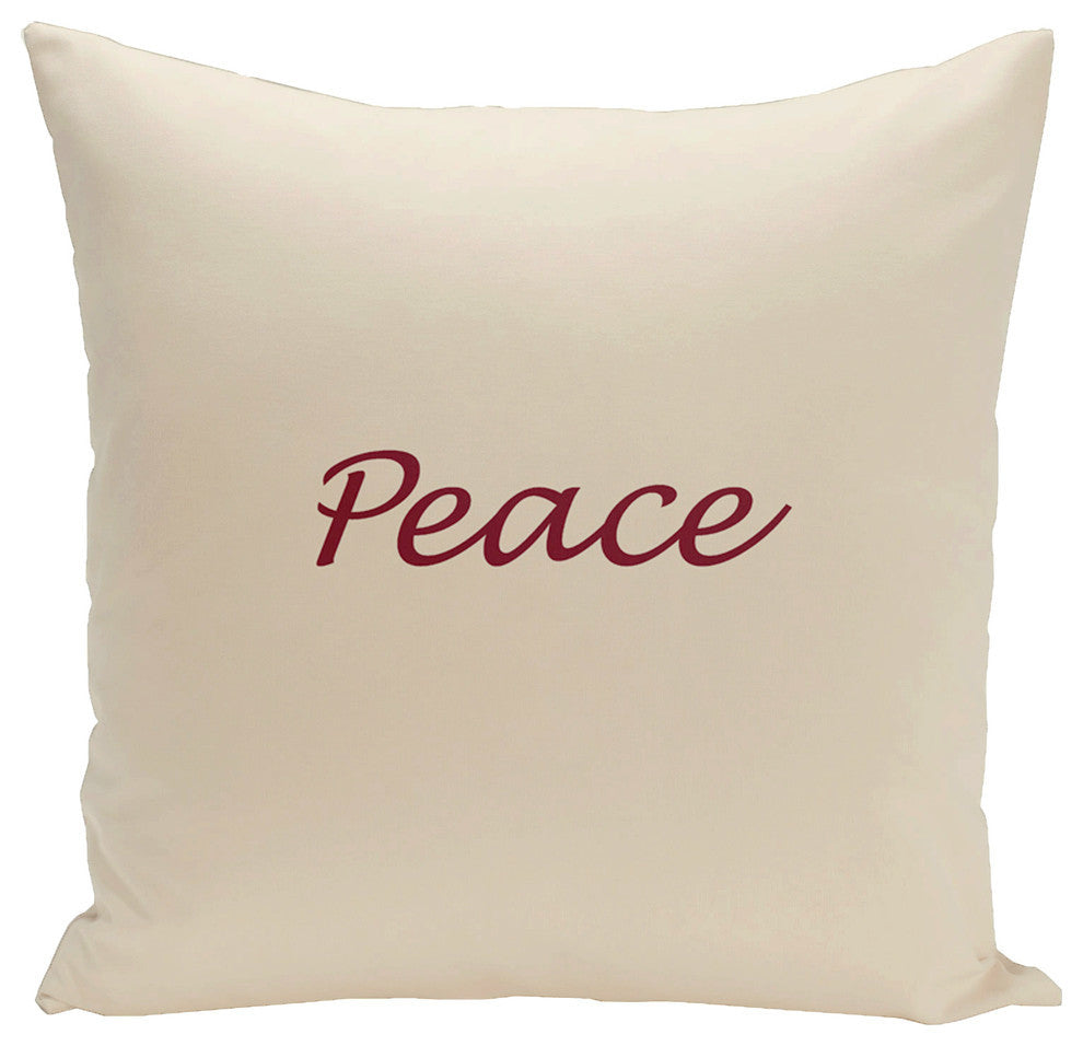 Holiday Brights Collection Peace Pillow, Cranberry, 18"x18"