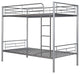 Gewnee Twin Over Twin Metal Bunk Bed with Ladder in Silver