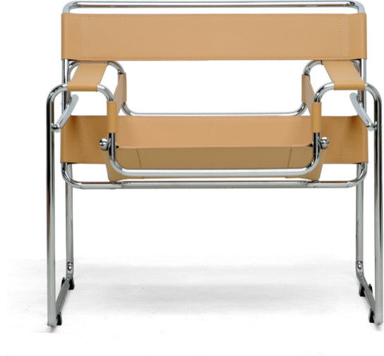 Jericho Tan Leather Mid-Century Accent Chair