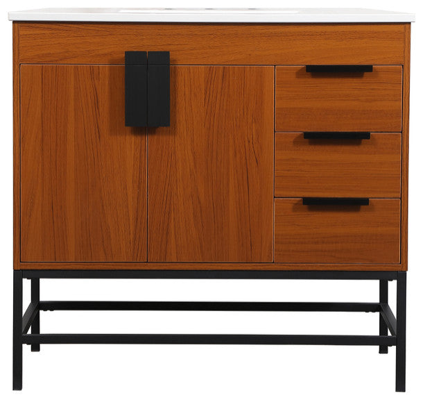 Home Living 22" Modern Teak-Light Bathroom Vanity