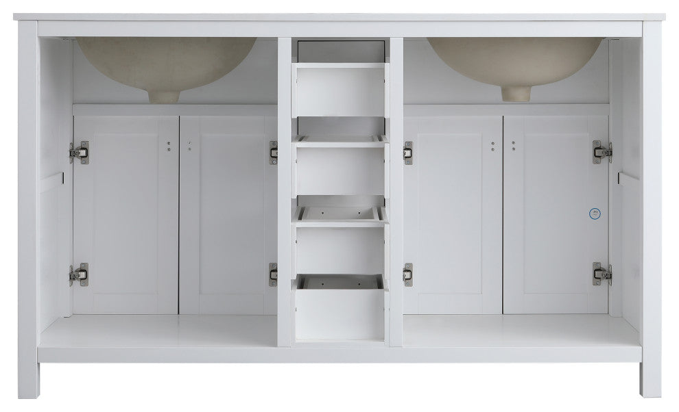 London 60-in White Bathroom Vanity Base Cabinet Without Top