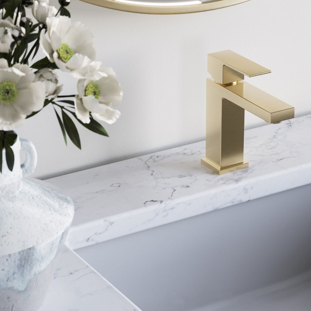 Bahia Bath Vanity, Oak, 36", Brushed Gold Hardware, Single, Freestanding