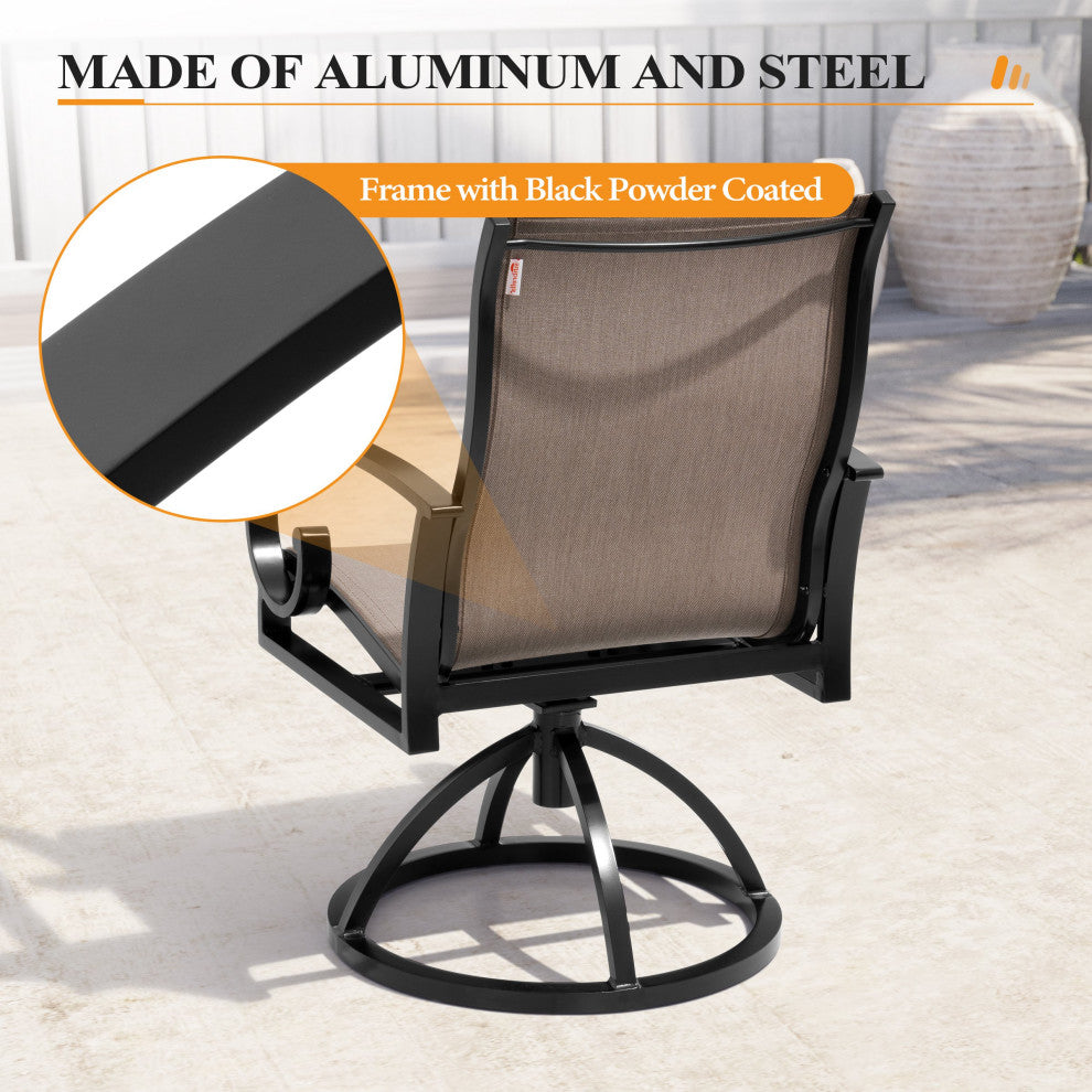 Bar Stool Chair Outdoor Aluminum Rocking Lounge, Brown