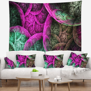 Pink Green Dramatic Clouds Abstract Wall Tapestry, 39"x32"