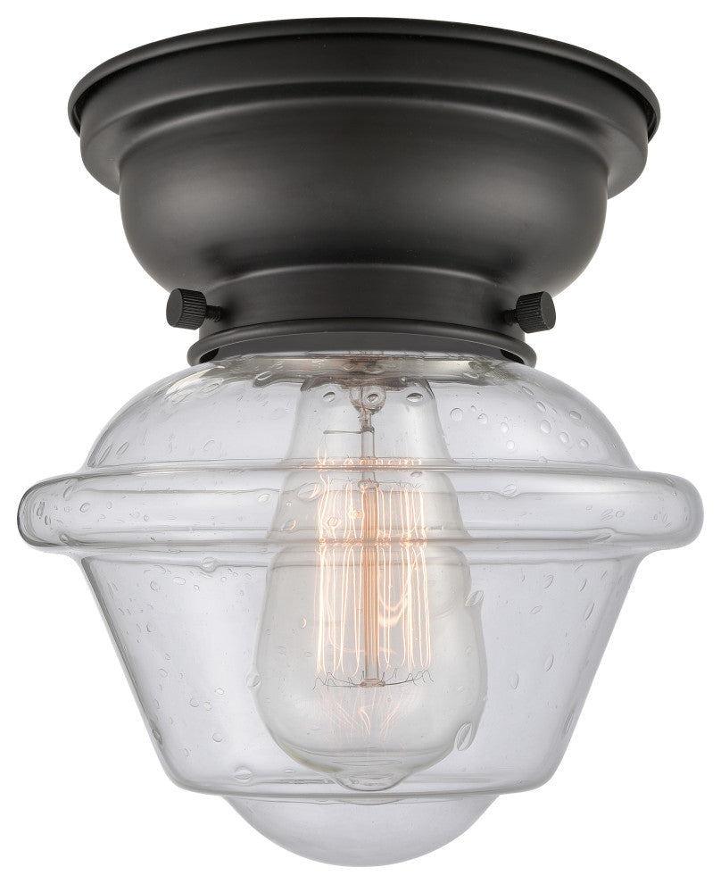 Small Oxford 1-Light Flush Mount, Matte Black, Seedy