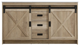 Home Living 60" Double Bathroom Vanity, Natural Oak