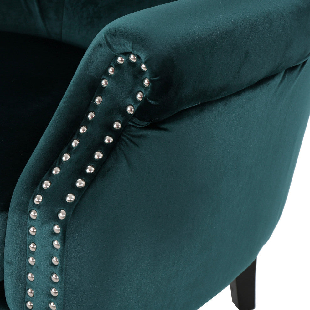 GDF Studio Tommen Tufted Back New Velvet Club Chair, Teal