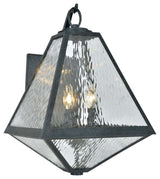 Crystorama Brian Patrick Flynn Glacier 3-Light Outdoor Wall, Black, Water Glass