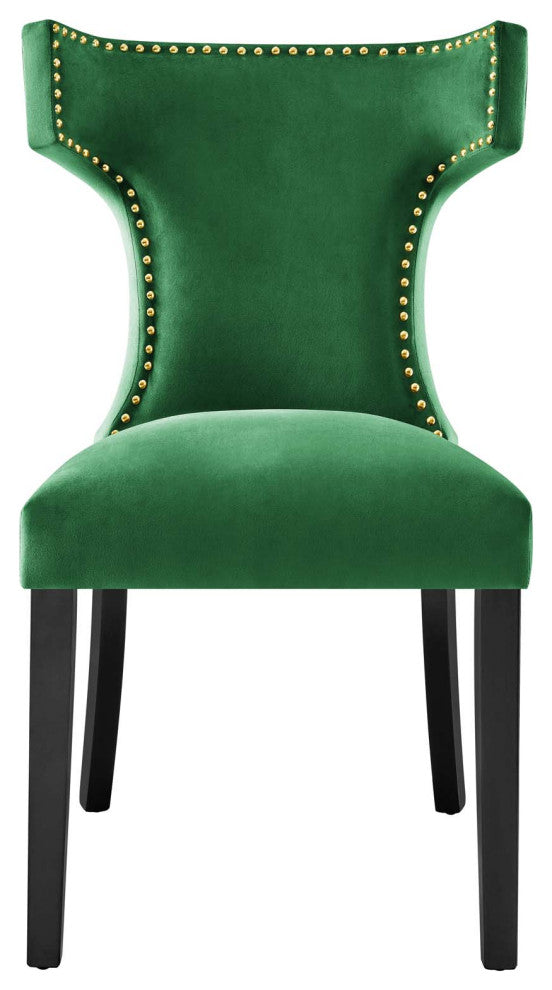 Dining Chair, Nailhead, Set of 2, Green, Velvet, Modern, Bistro Hospitality