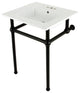Kingston Brass KVBH25227W4B0 25" Console Sink, Legs, 4", 3 Hole