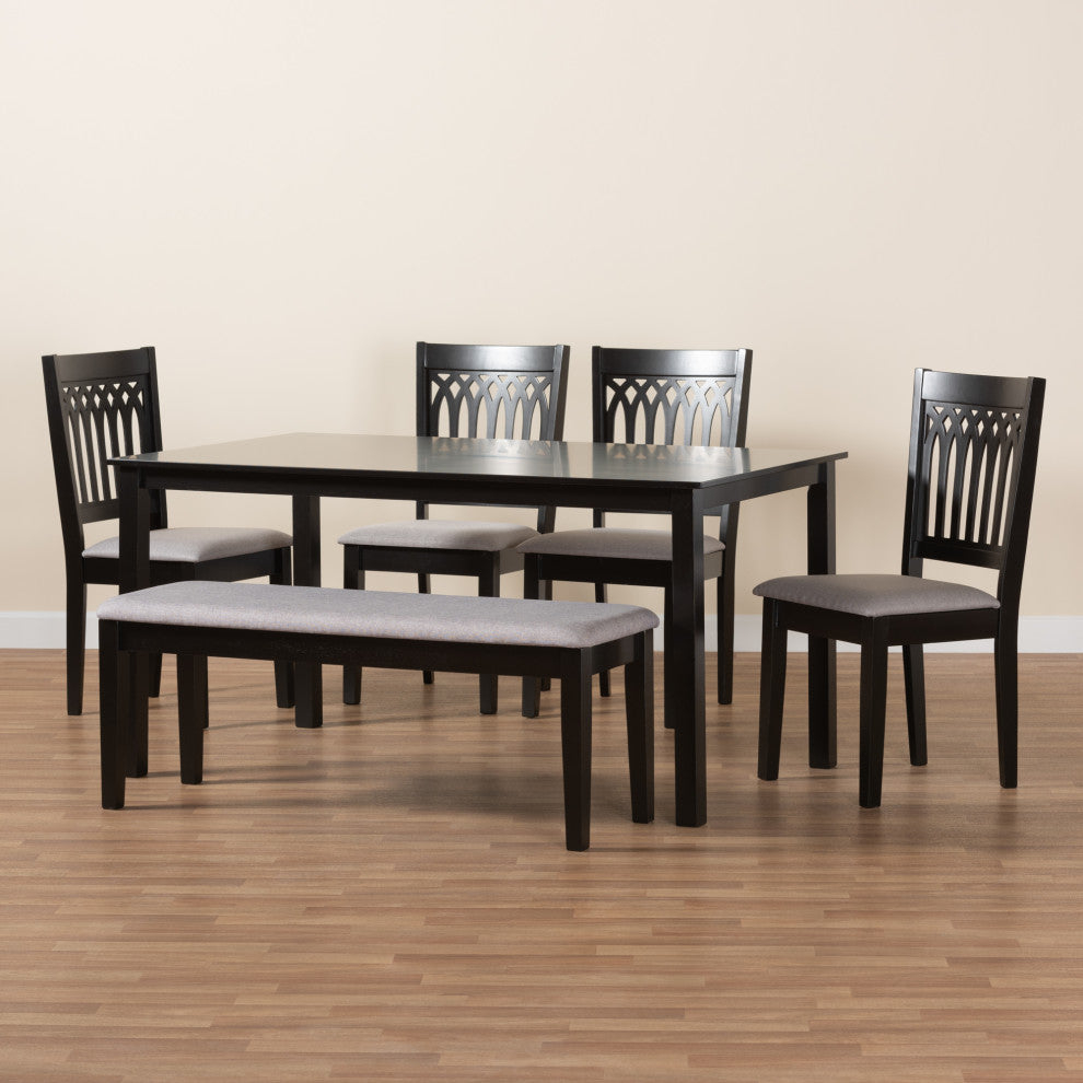 Marsala Modern Collection, Gray/Dark Brown, 6-Piece Dining Set