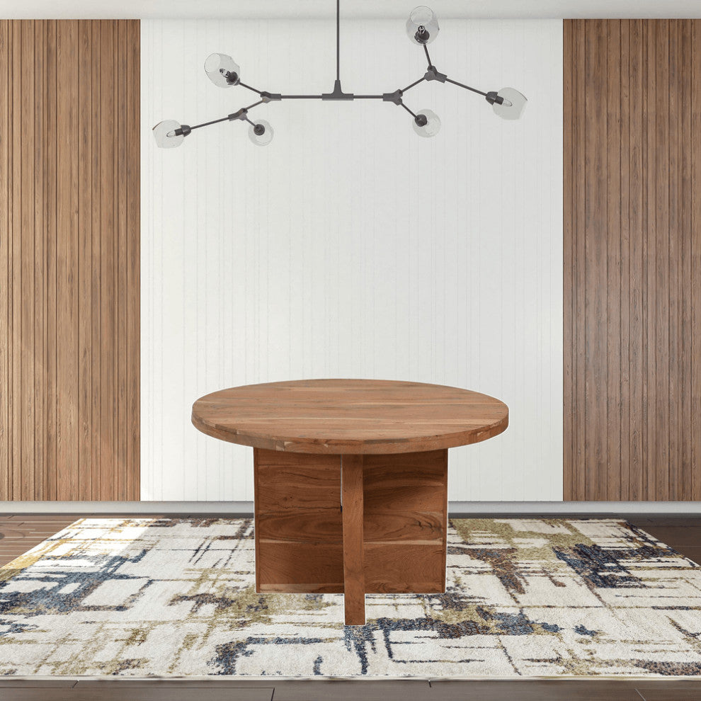 48" Natural Rounded Solid Wood Dining Table