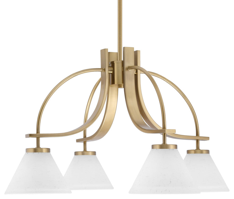 Cavella 4 Light Downlight Chandelier New Age Brass Finish 7" White Muslin