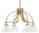Cavella 4 Light Downlight Chandelier New Age Brass Finish 7" White Muslin