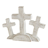 Cross Tabletop 3 White Crosses Resin 6.75"