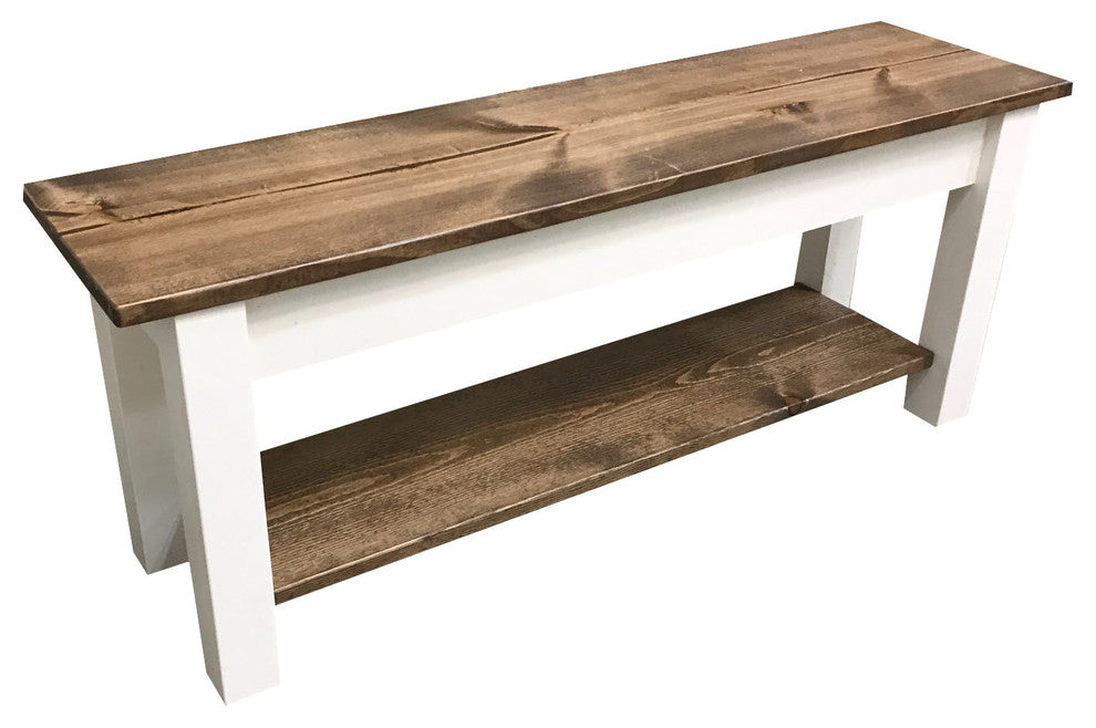 Olmsted Wood Bench With Shelf, 54"