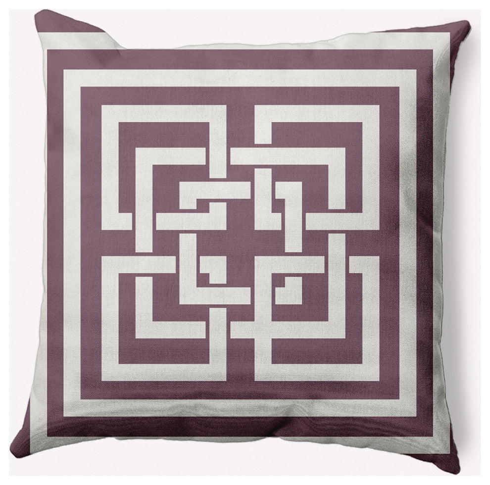 16x16" Greek New Key Nautical Decorative Indoor Pillow, Dusty Purple