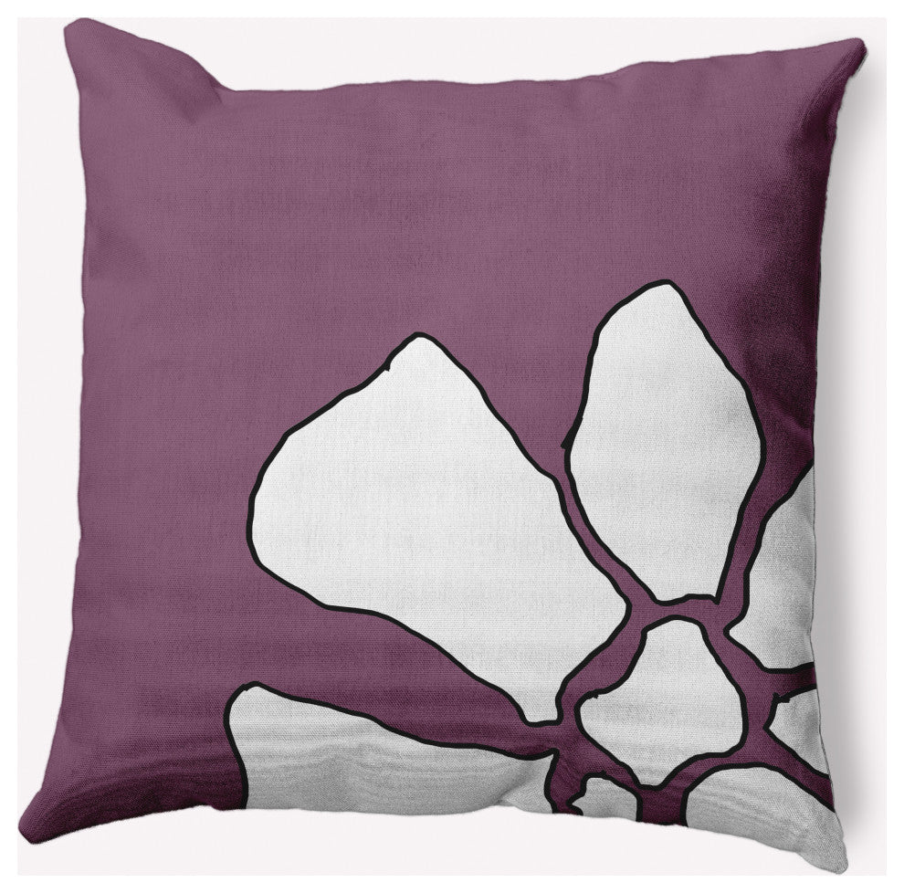 Petal Lines Decorative Throw Pillow, Purple, 18x18"