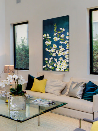 "White in Blue" Painting Print on Canvas