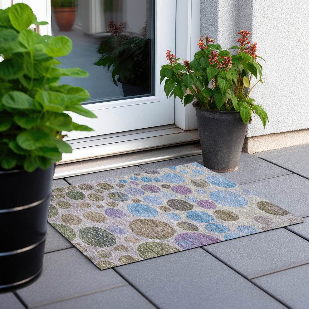 Machine Washable Indoor/Outdoor Chantille ACN1899 Taupe 1'8" x 2'6" Rug