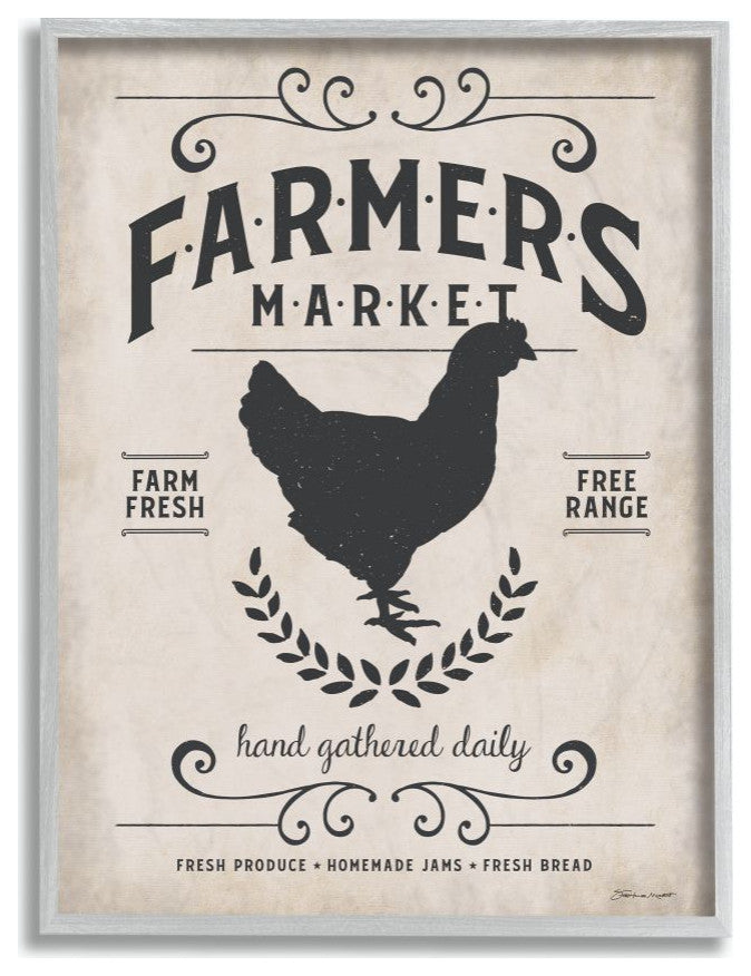Farmers Market Rooster Animal Rustic Word Design, 11"x14"