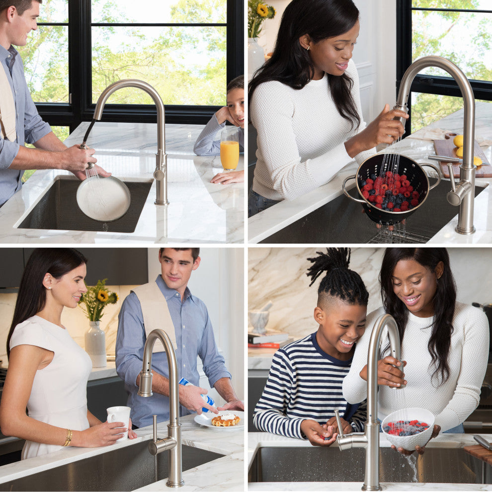 Sellette Pull-Down Kitchen Faucet, Spot Free Stainless Steel, Soap Dispenser