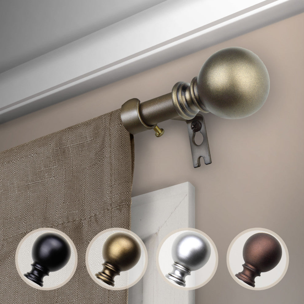 Luna Curtain Rod, Antique Gold, 18-28"