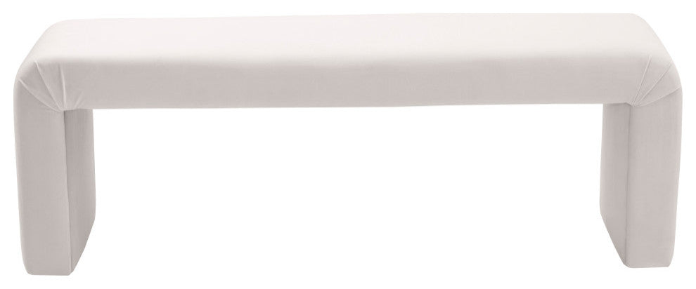 Minimalist Velvet Upholstered Bench, Cream